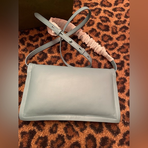 Powder Blue Ferragamo Leather Shoulder and Clutch Bag with adjustable strap. - Picture 7 of 7